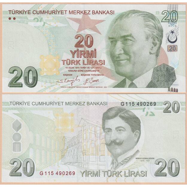 Turkija 20 lirų 2022 p#224 UNC