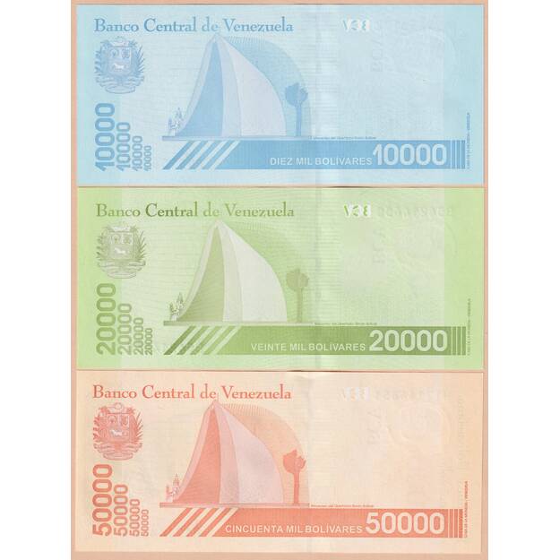 Venesuela 3 banknotų 2019 rinkinys p#W109-111 UNC