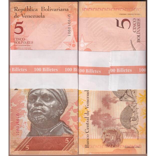 Venesuela 5 bolivarai 2014 p#89f (100 vnt.) UNC