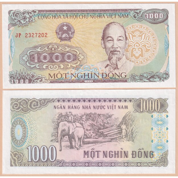 Vietnamas 1000 dongų 1988 p#106 UNC