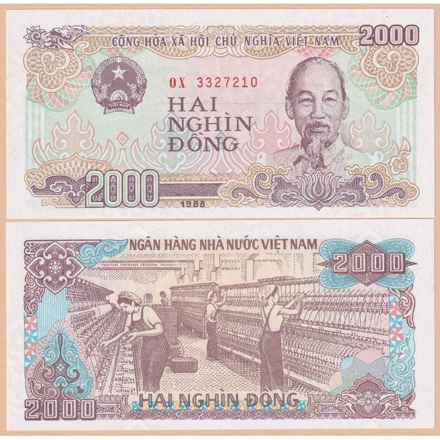 Vietnamas 2000 dongų 1988 p#107 UNC