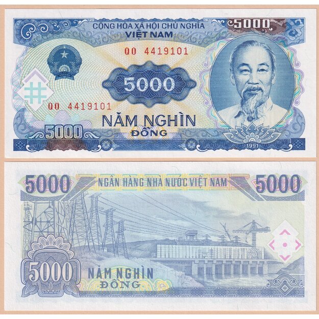 Vietnamas 5000 dongų 1991 p#108 UNC