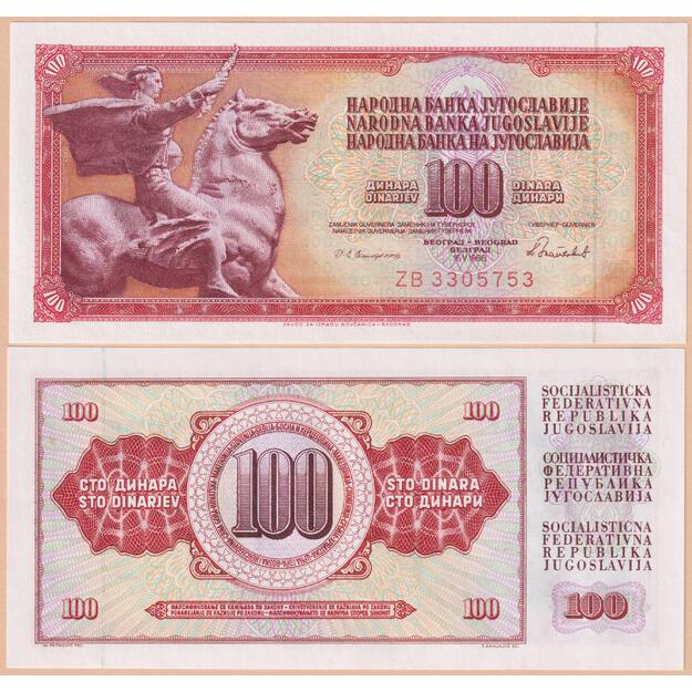 Jugoslavija 100 dinarų 1986 p#90r REPLACEMENT UNC