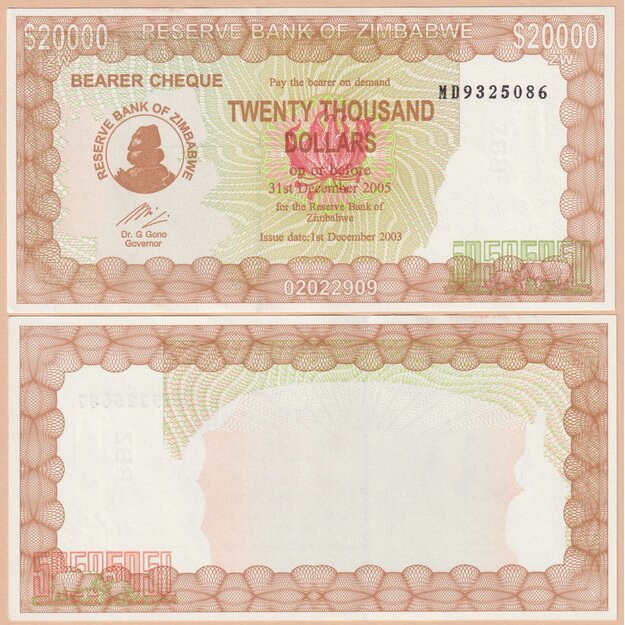 Zimbabvė 20000 dolerių 2003 p#23 UNC