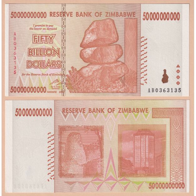 Zimbabvė 50000000000 dolerių 2008 p#87 UNC
