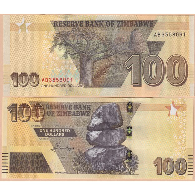 Zimbabvė 100 dolerių 2020 p#W106 UNC